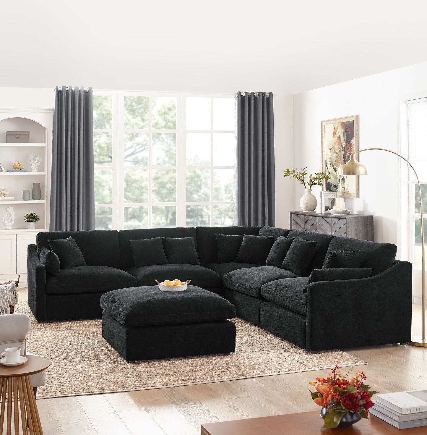 Oscar B. Oversized L-Shaped Sectional Sofa w/Removable Down-Filled Seat Cushions