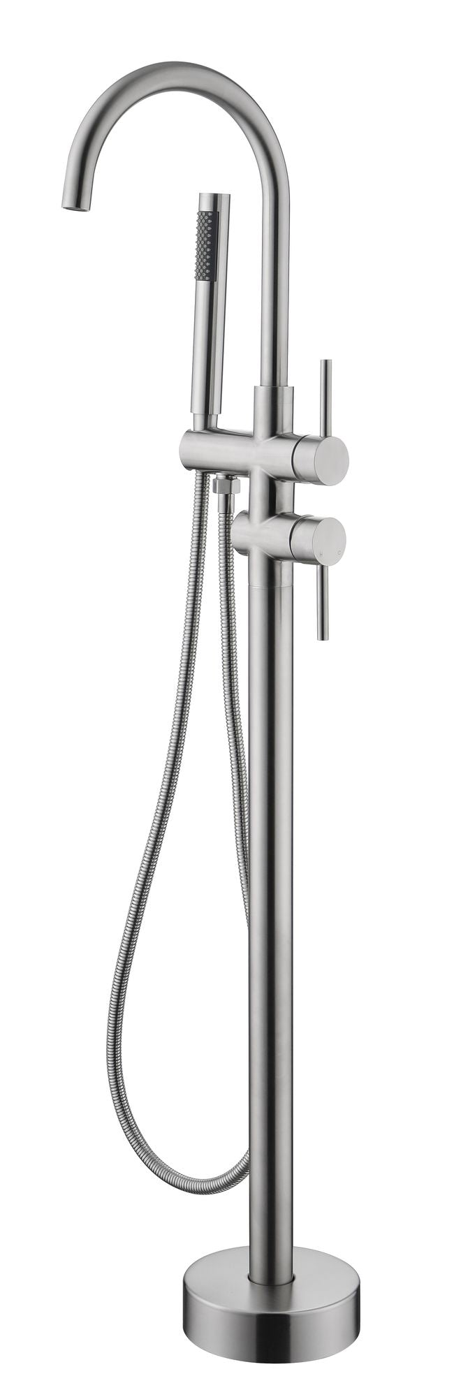 Freestanding Tub Filler Faucet in Brushed Nickel with Handheld Shower Spray