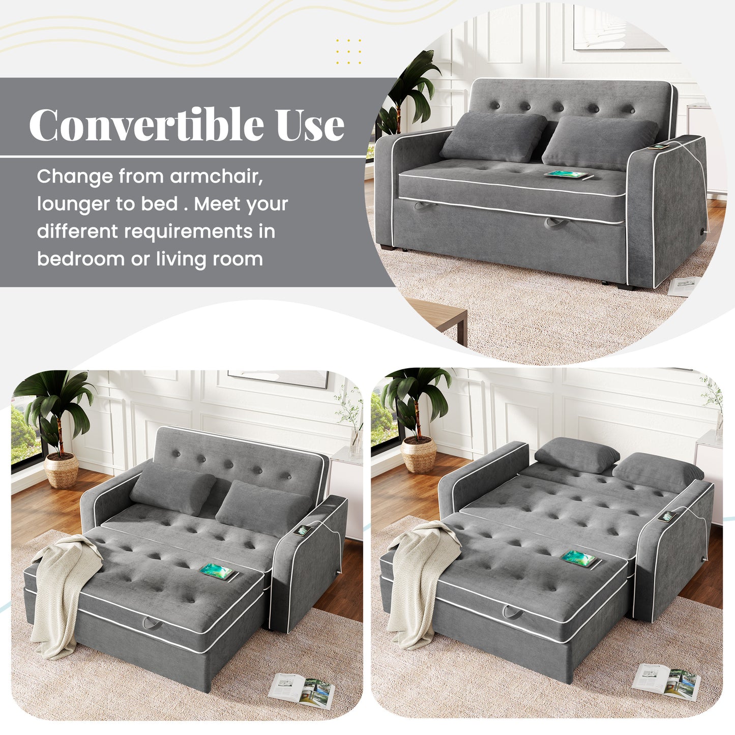 Evander Convertible Loveseat Sofa Sleeper