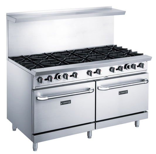 Dukers Commercial 10 Burners Hot Plate and 2 Oven Combination Cabinet in Stainless Steel