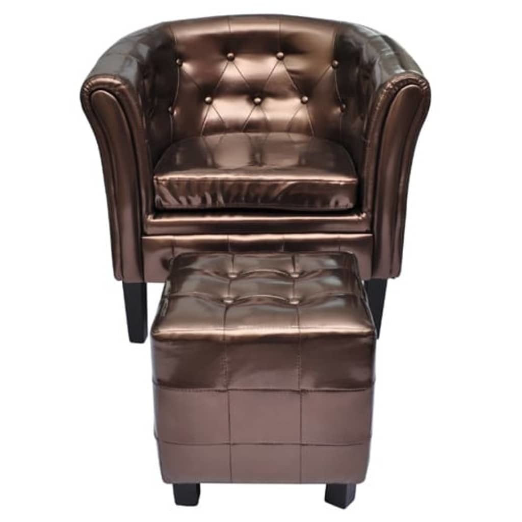 Truman Vegan Leather Club Chair with Footstool