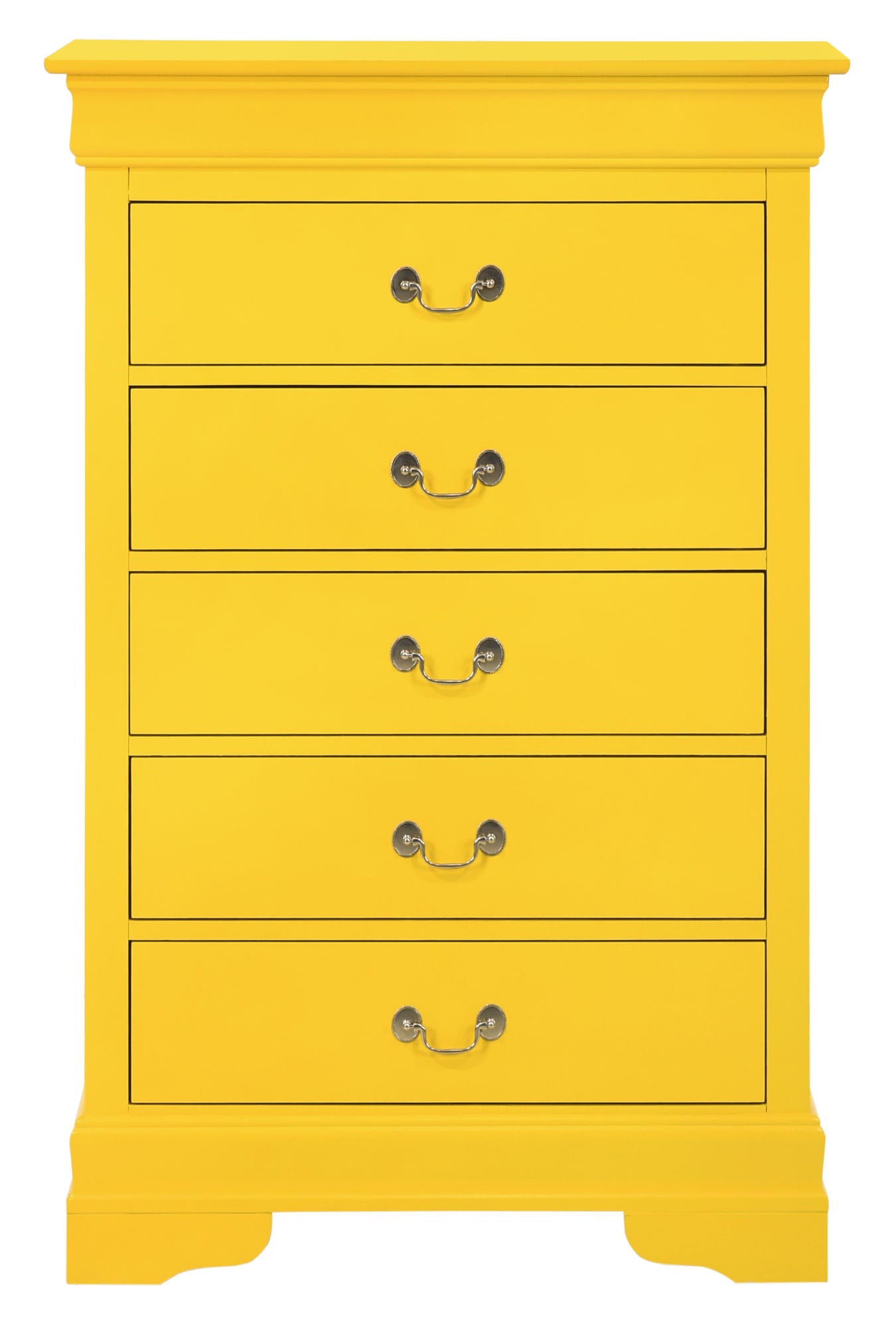 Louis Philippe 5 Drawer Chest in Yellow