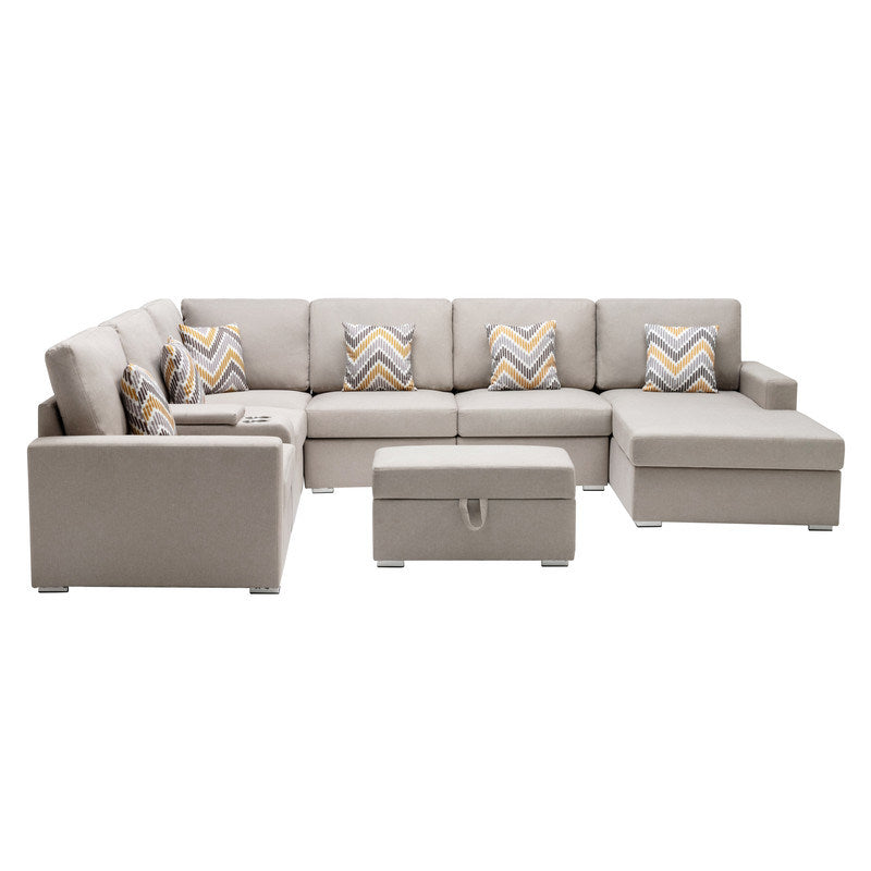 Nolan 124" 8Pc Reversible Chaise Sectional Sofa