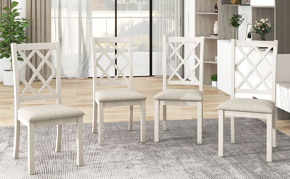 5 Pc. Round Dining Table Set with Upholstered Chairs