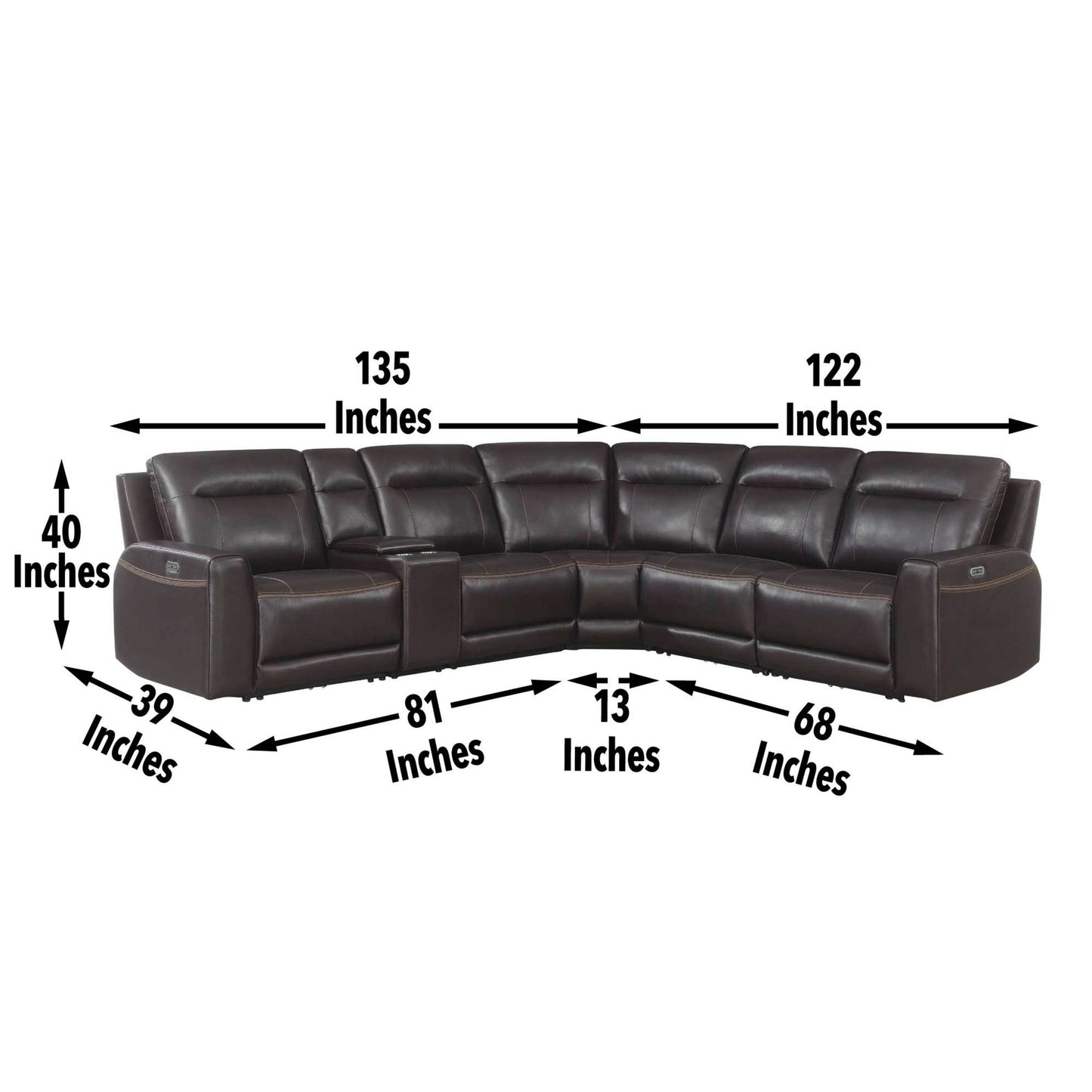 Doncella Customizable Dual-Power Top Grain Leather Sectional