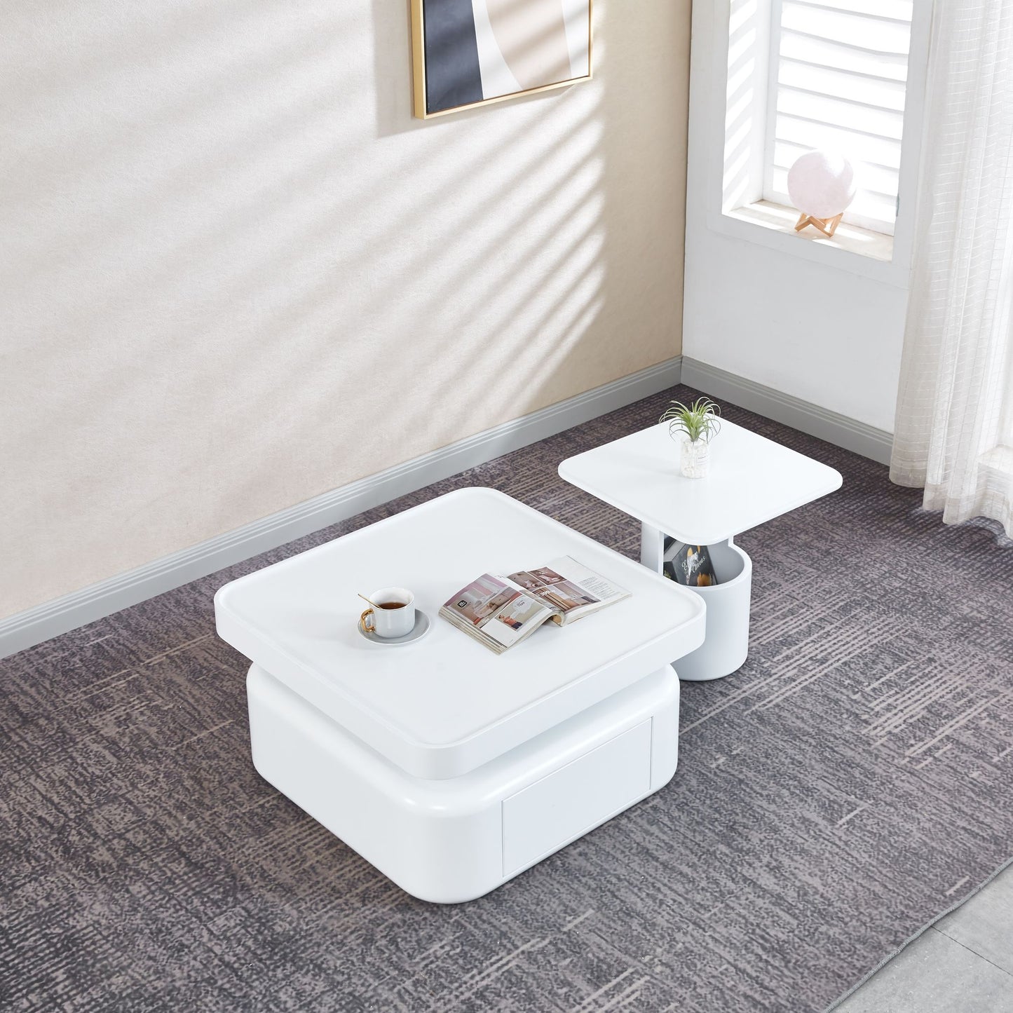 Beddington 2 Pc. Square Coffee Table Set in White