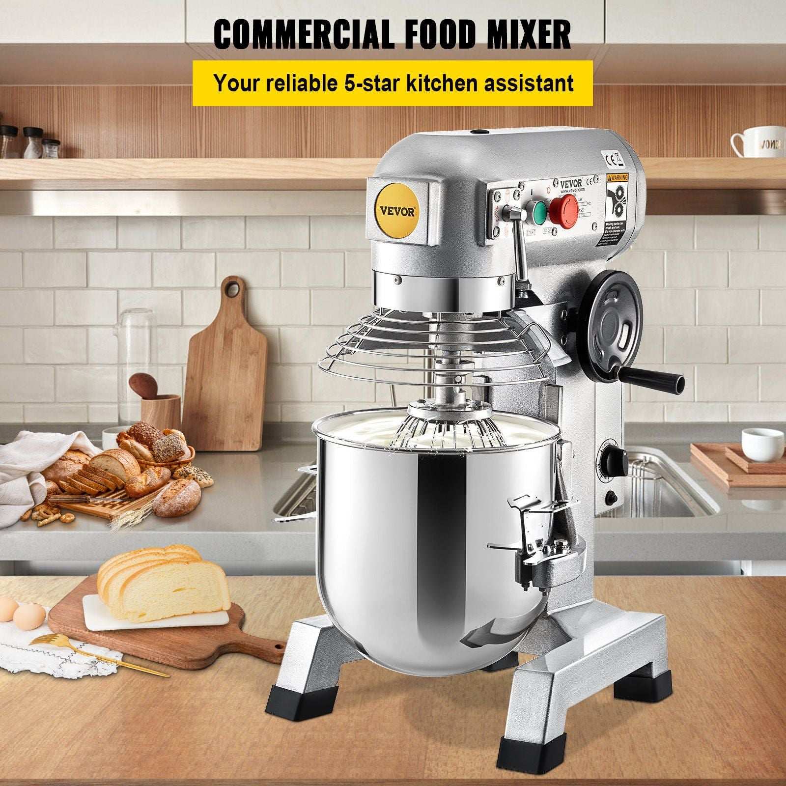 VEVOR 30 Qt Commercial Mixer with Timing Function and 3 Speeds