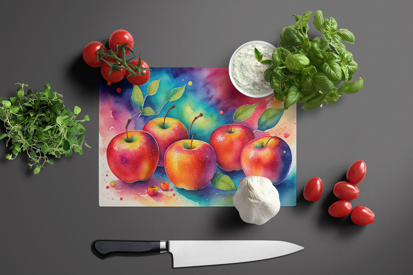 Apples II Tempered Glass Cutting and Serving Board