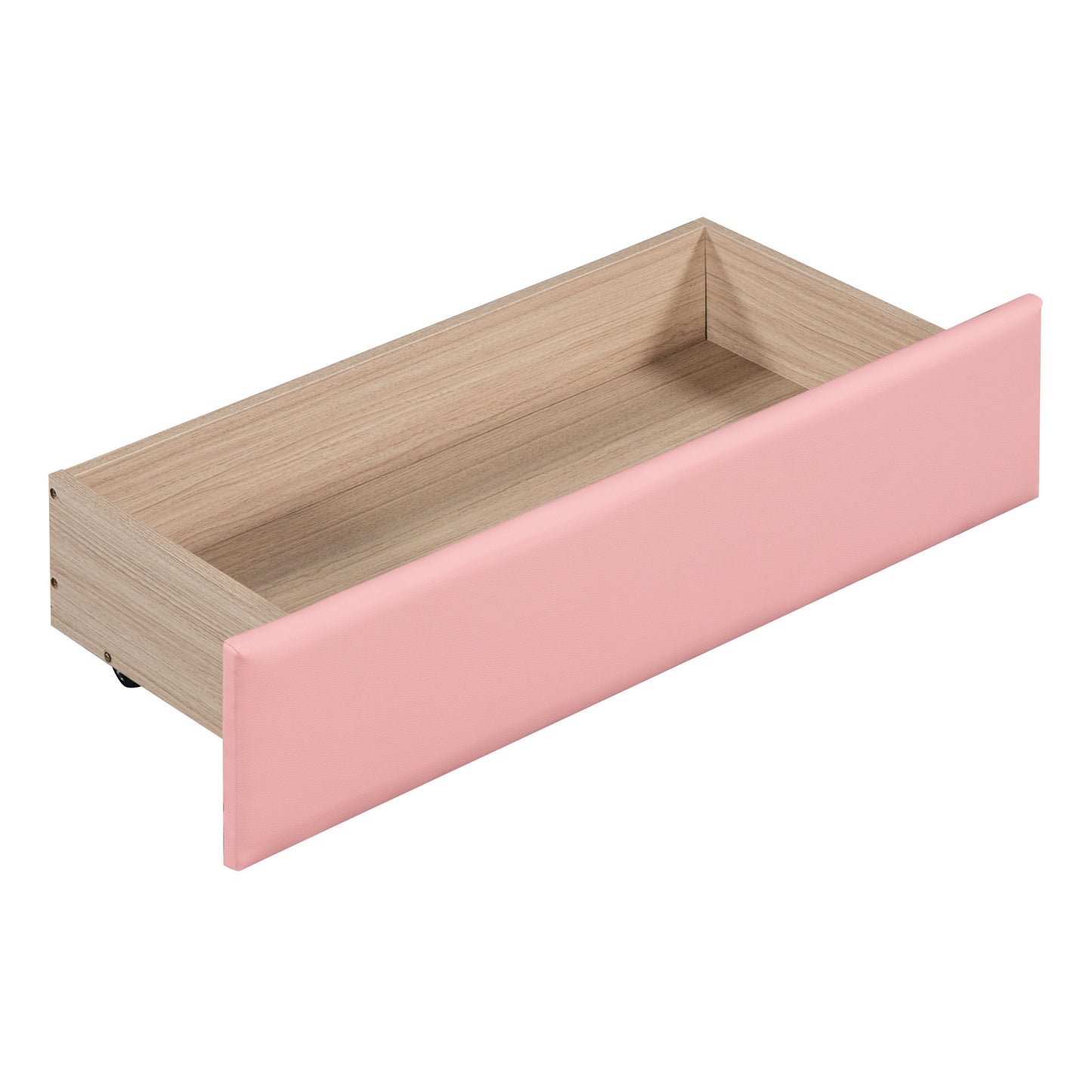 Twin Size PU Upholstered Tufted Daybed with Two Drawers and Cloud Shaped Guardrail, Pink