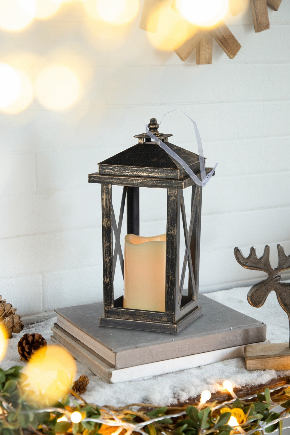 Set of 2 Menifee Lantern with Led Candle, Tall 5x5x11"