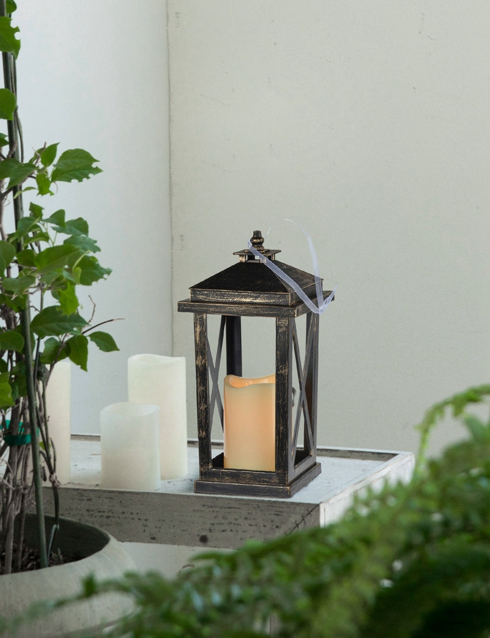 Set of 2 Menifee Lantern with Led Candle, Tall 5x5x11"