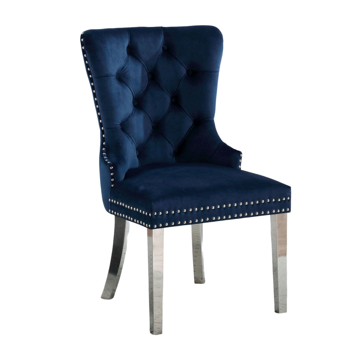 Talisa Button-Tufted Wingback Dining Chair Set of 2 in Blue