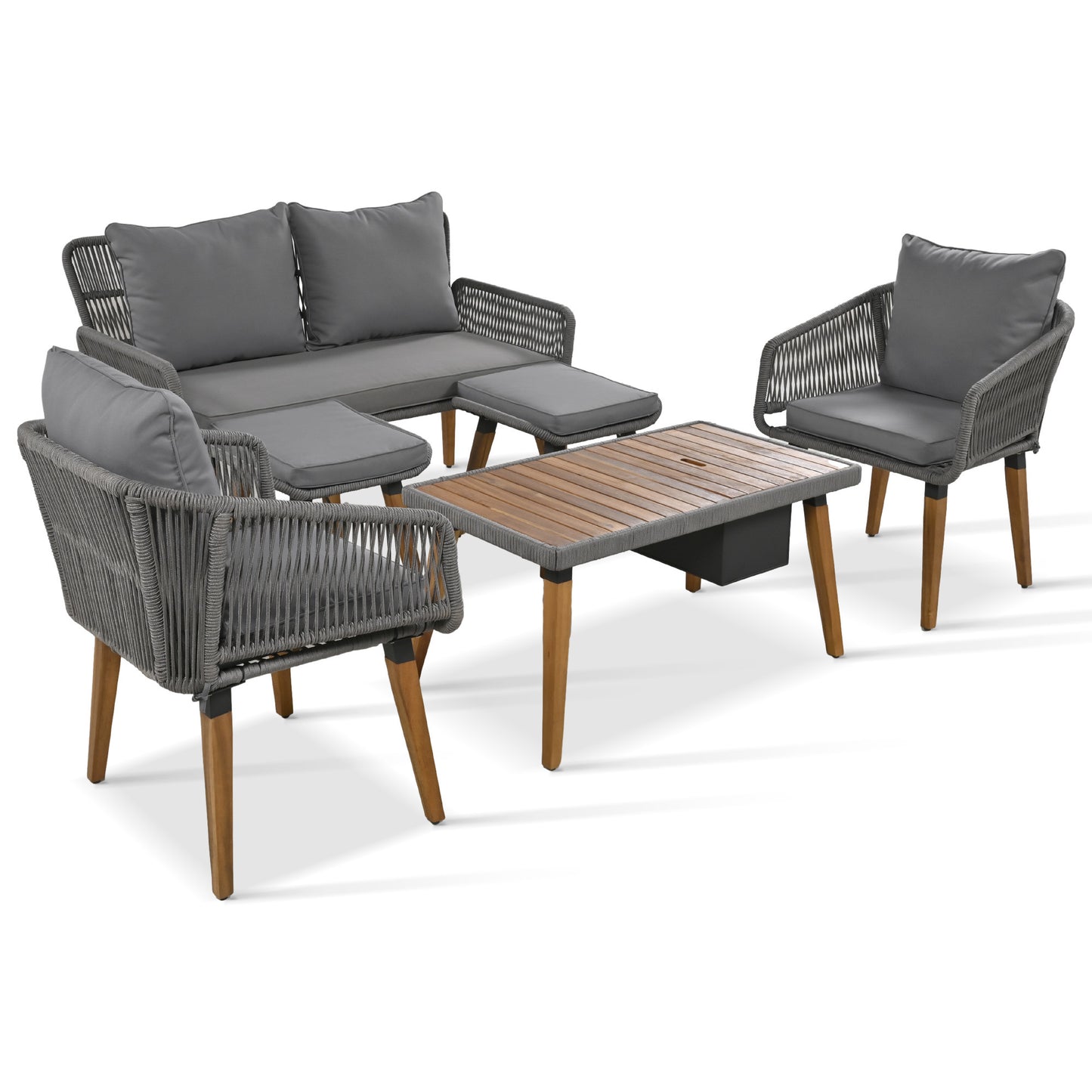 Marietta 6-Piece Woven Rope Patio Set