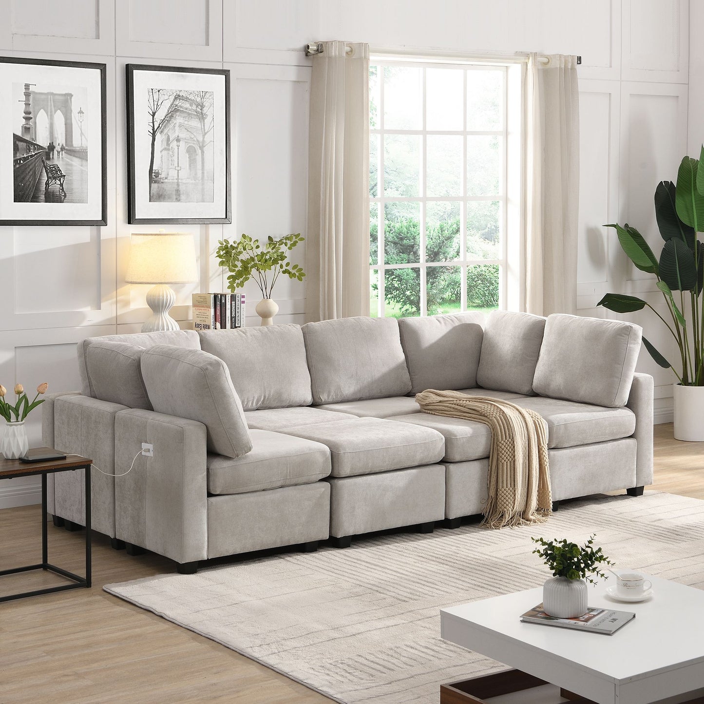 Williams 103" Sectional Sleeper Sofa with Two Movable Ottomans