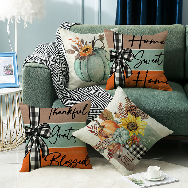 Fall Pumpkin Home Sweet Home Throw Pillow Cover Collection 18 X 18 In