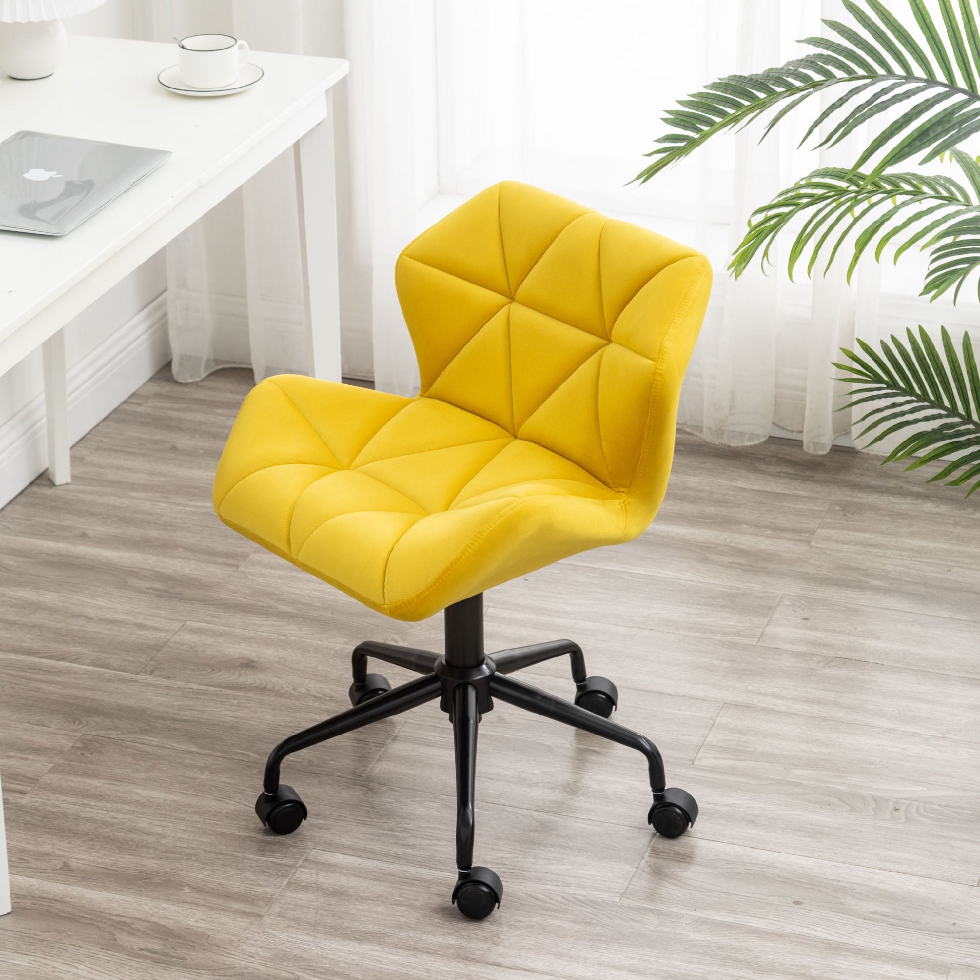 Eldon Diamond Tufted Adjustable Swivel Office Chair, Yellow - Divine Heart L.A.