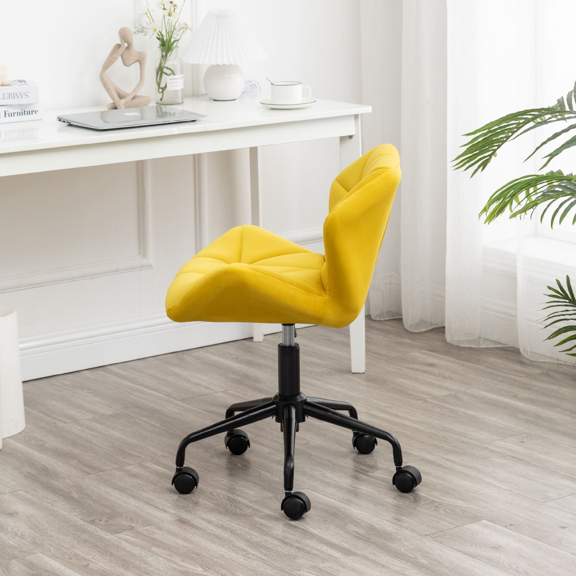 Eldon Diamond Tufted Adjustable Swivel Office Chair, Yellow - Divine Heart L.A.