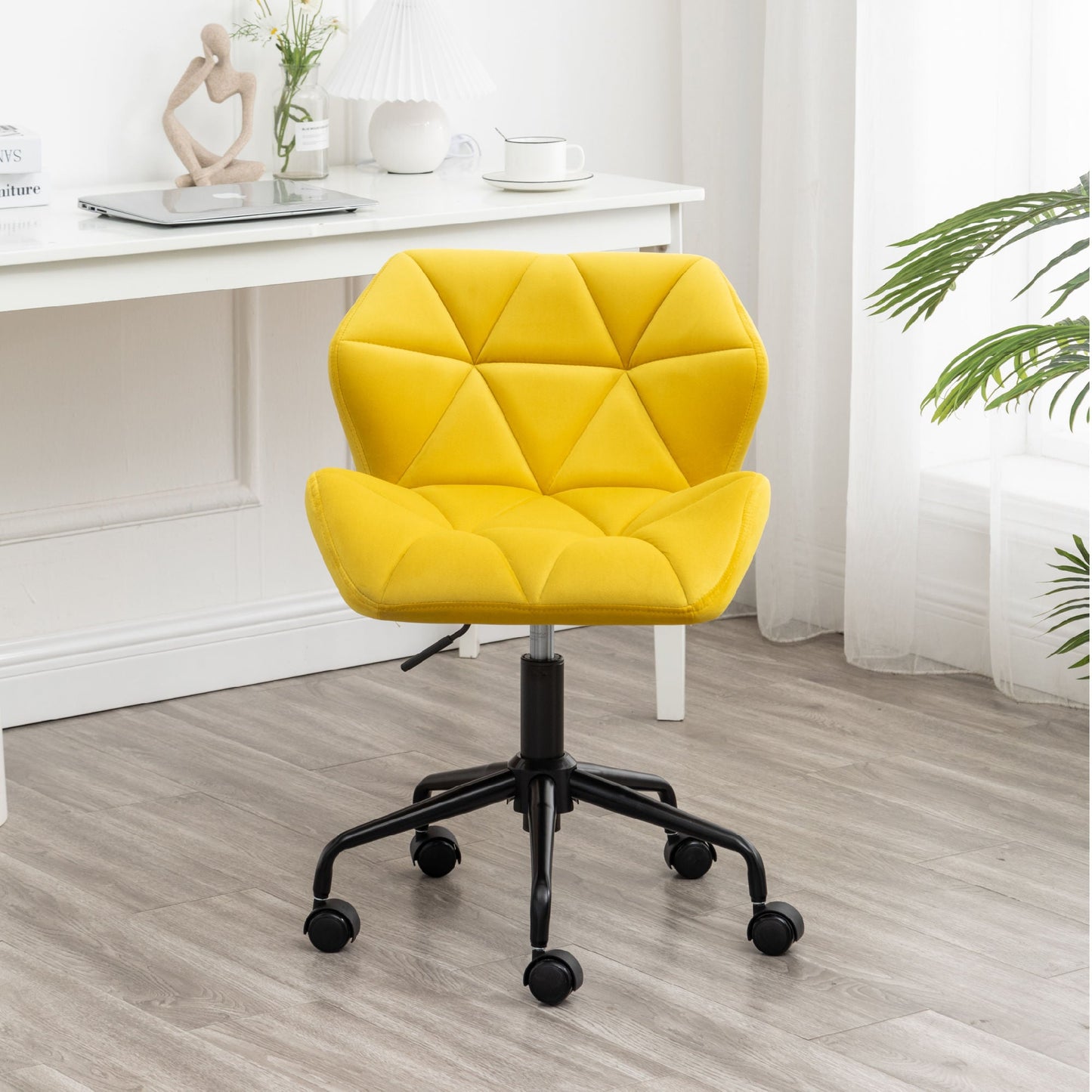 Eldon Diamond Tufted Adjustable Swivel Office Chair, Yellow - Divine Heart L.A.