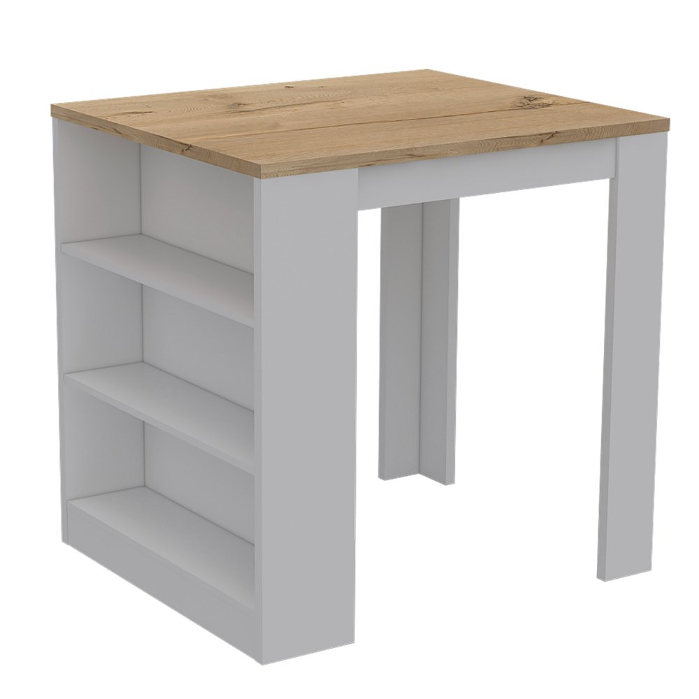 Elkins 3-Drawer Kitchen Island White and Pine - Divine Heart L.A.