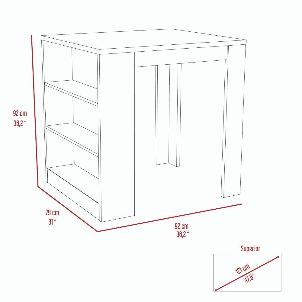 Elkins 3-Drawer Kitchen Island White and Pine - Divine Heart L.A.