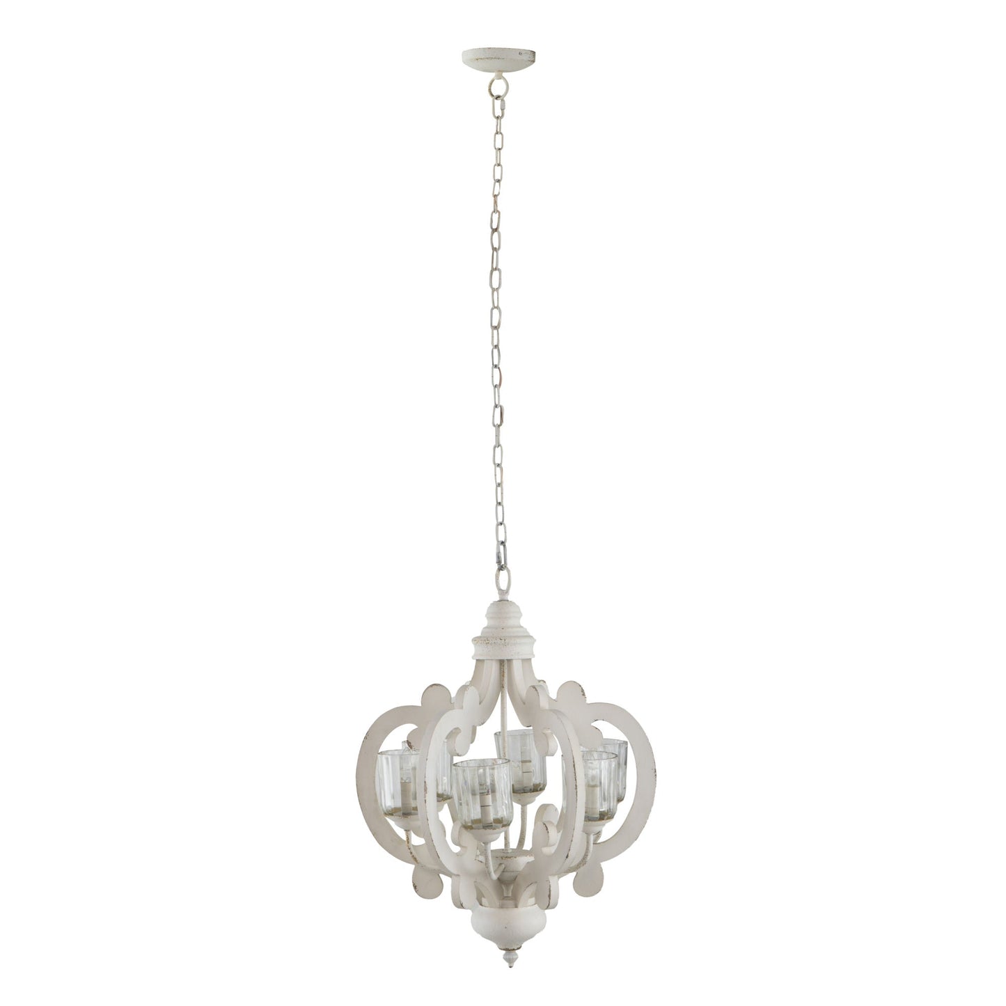 Farmhouse Chandelier, 6-Light Wood Chandelier Pendant Light Fixture with Adjustable Chain for Dining Room Living Room Entryway, Bulb Not Included - Divine Heart L.A.