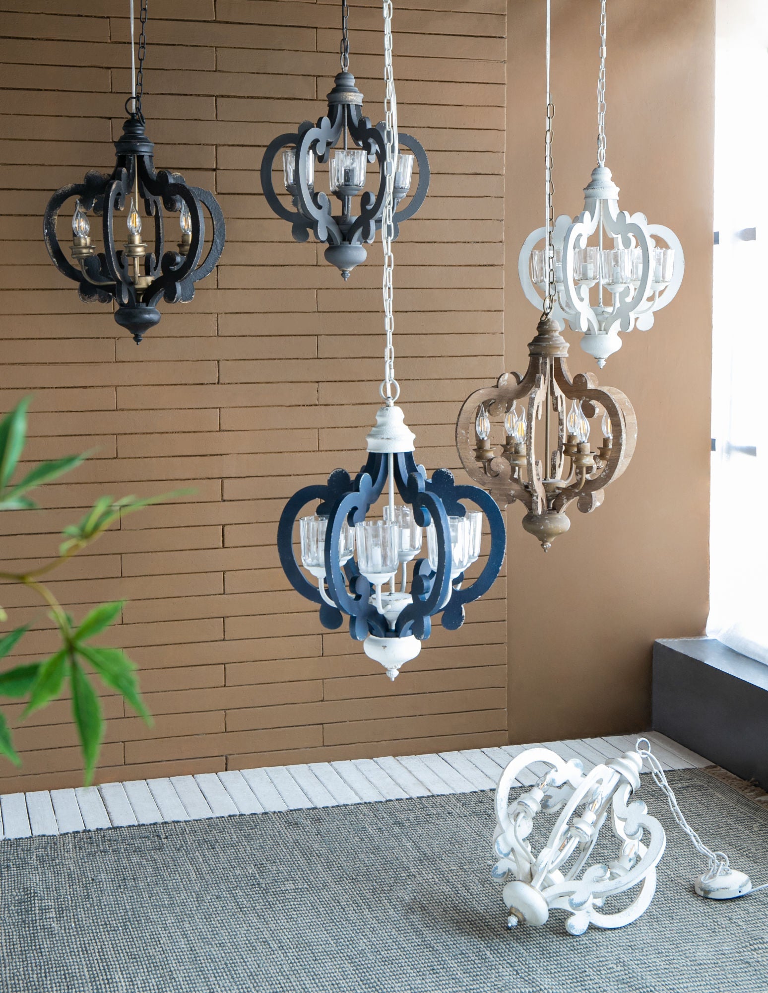 Farmhouse Chandelier, 6-Light Wood Chandelier Pendant Light Fixture with Adjustable Chain for Dining Room Living Room Entryway, Bulb Not Included - Divine Heart L.A.