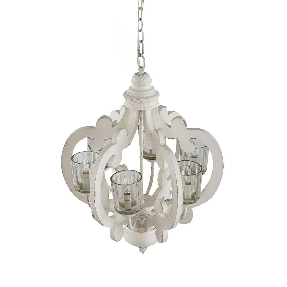 Farmhouse Chandelier, 6-Light Wood Chandelier Pendant Light Fixture with Adjustable Chain for Dining Room Living Room Entryway, Bulb Not Included - Divine Heart L.A.