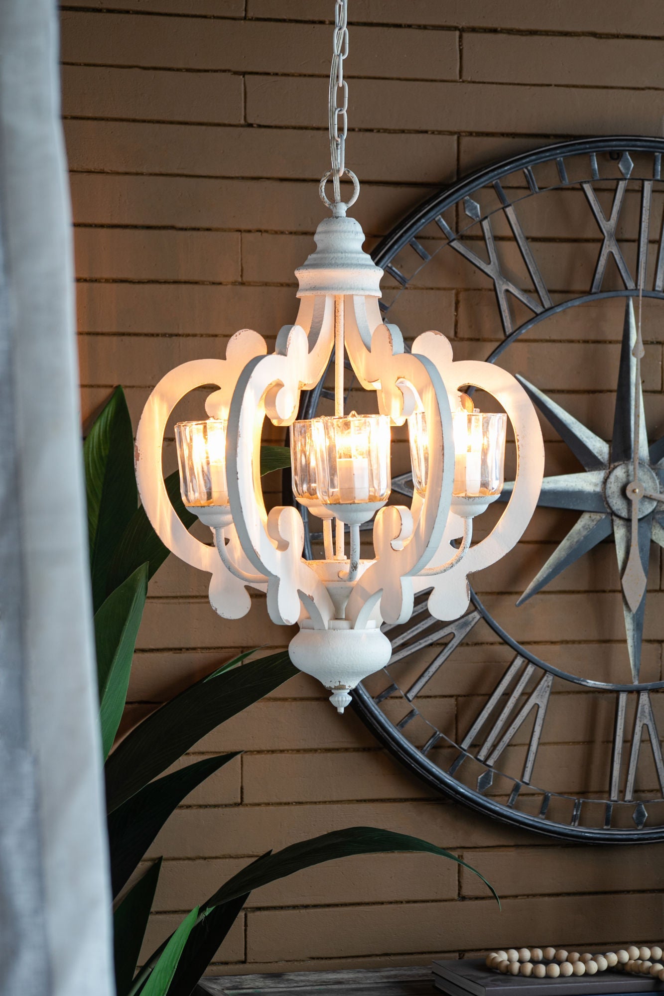 Farmhouse Chandelier, 6-Light Wood Chandelier Pendant Light Fixture with Adjustable Chain for Dining Room Living Room Entryway, Bulb Not Included - Divine Heart L.A.