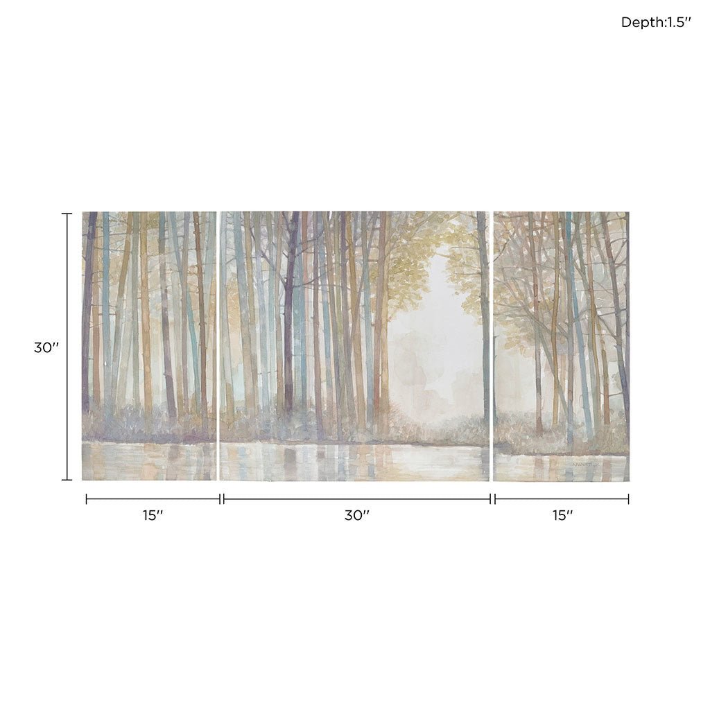 Forest Reflections Triptych 3-piece Canvas Wall Art - Divine Heart L.A.