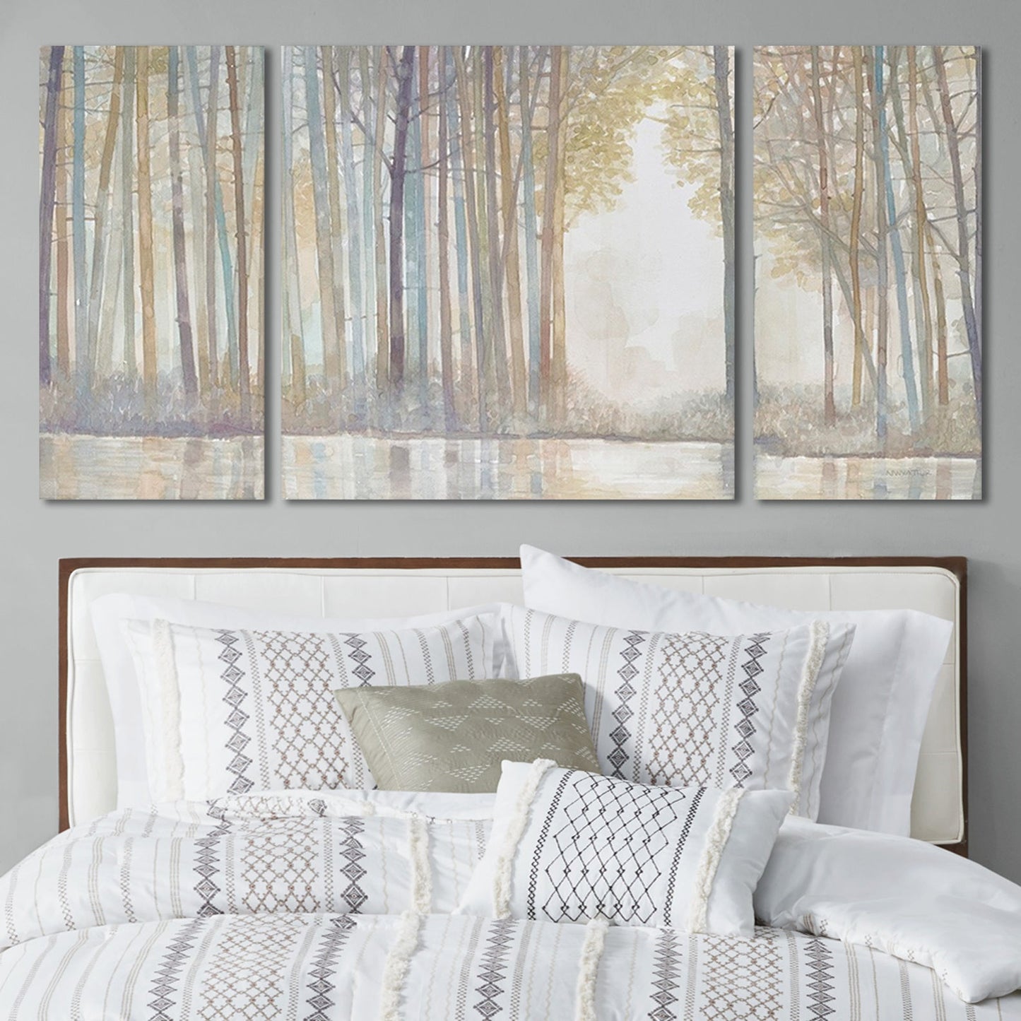 Forest Reflections Triptych 3-piece Canvas Wall Art - Divine Heart L.A.