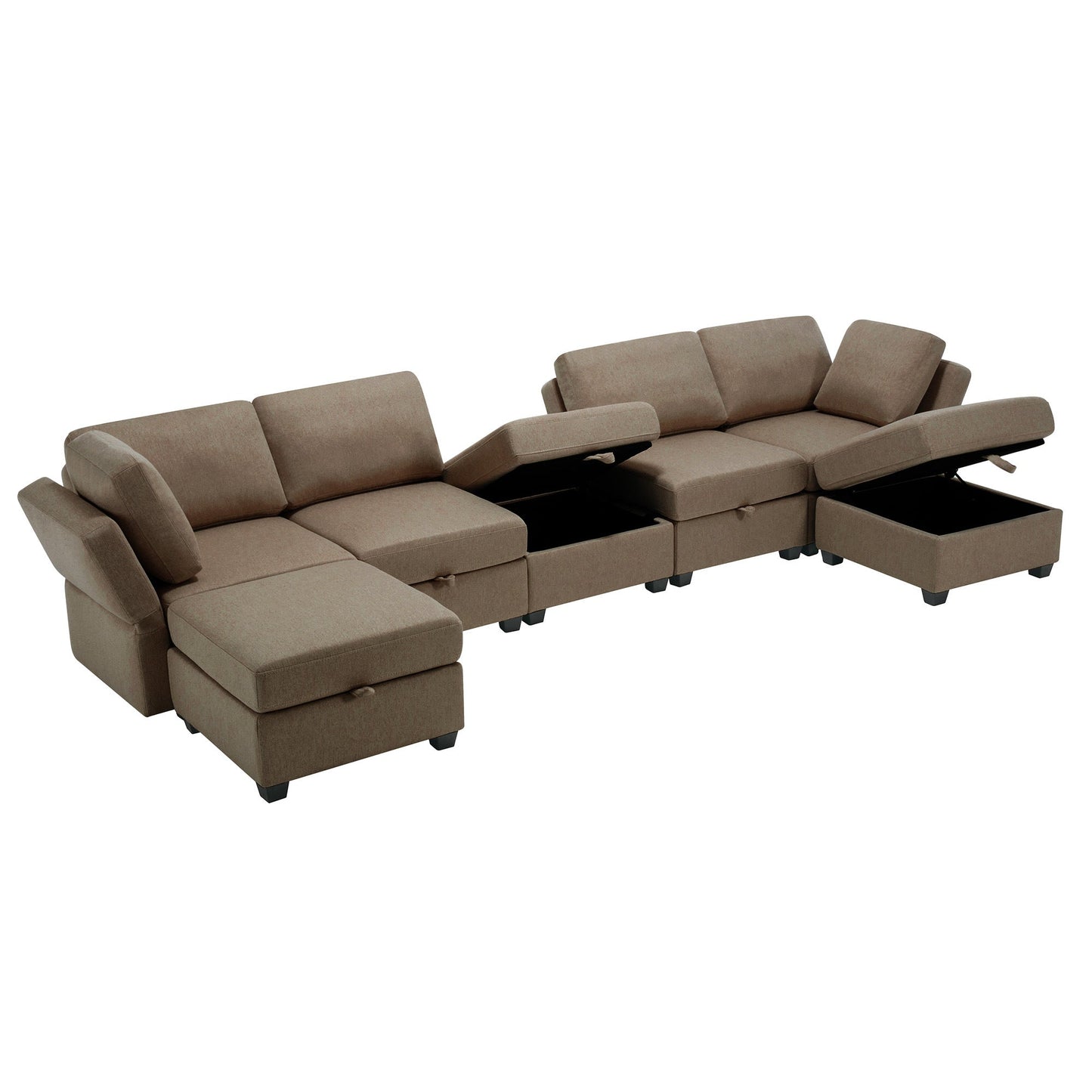 Free Combinations Storage Functional Modular Sectional Sofa with Thick Seat and Back Cushions - Divine Heart L.A.