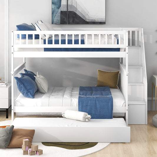 Full over Full Bunk Bed with Trundle and Staircase - Divine Heart L.A.