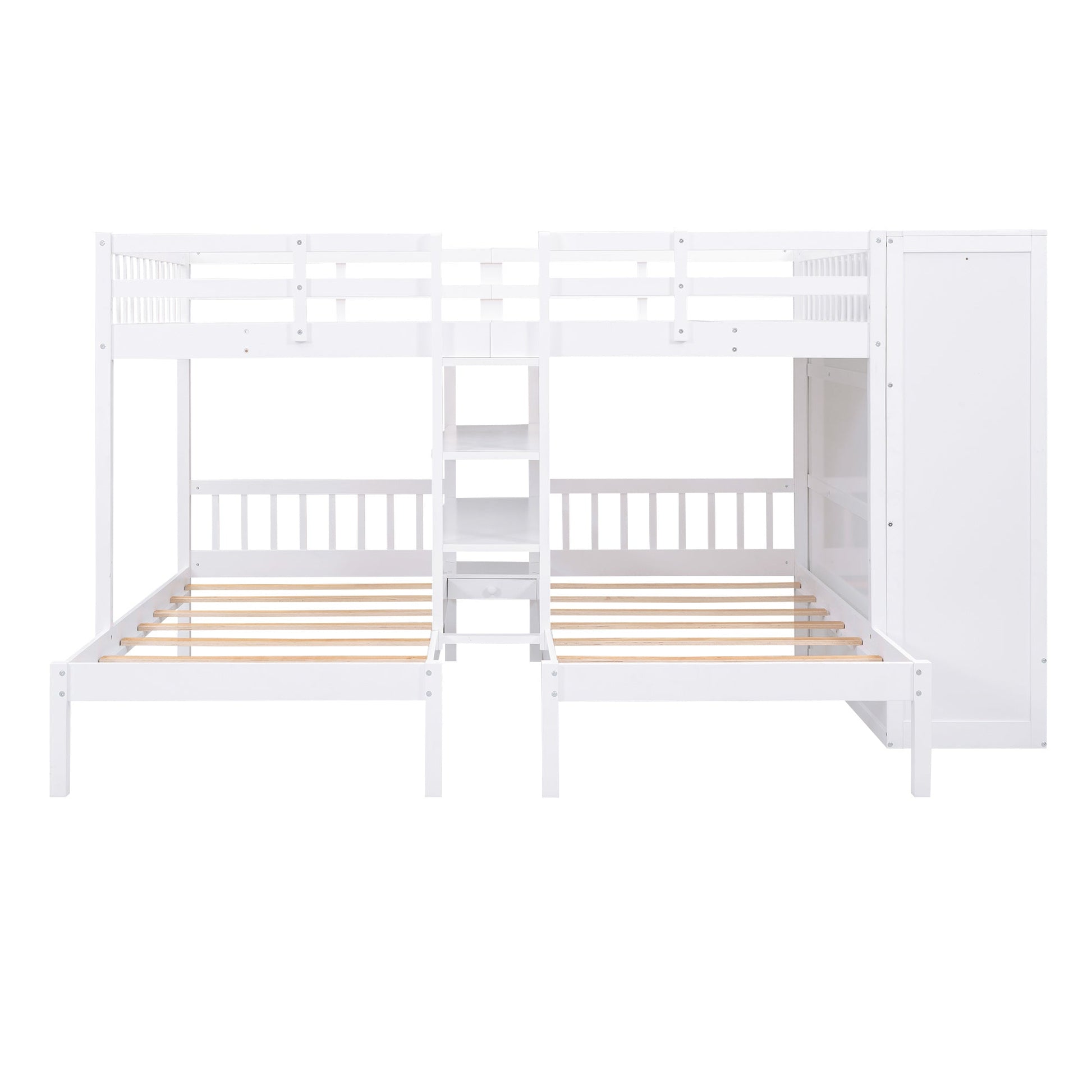 Full-Over-Twin-Twin Bunk Bed with Wardrobe and Mirror - Divine Heart L.A.