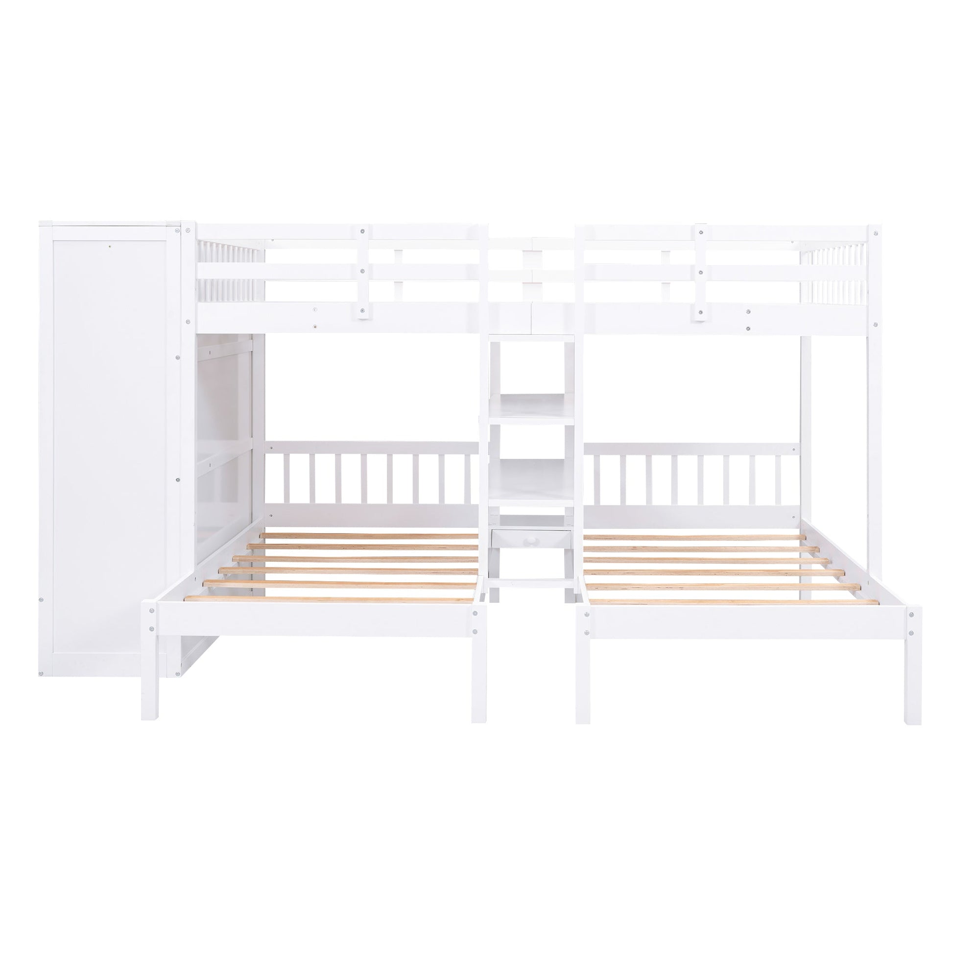 Full-Over-Twin-Twin Bunk Bed with Wardrobe and Mirror - Divine Heart L.A.