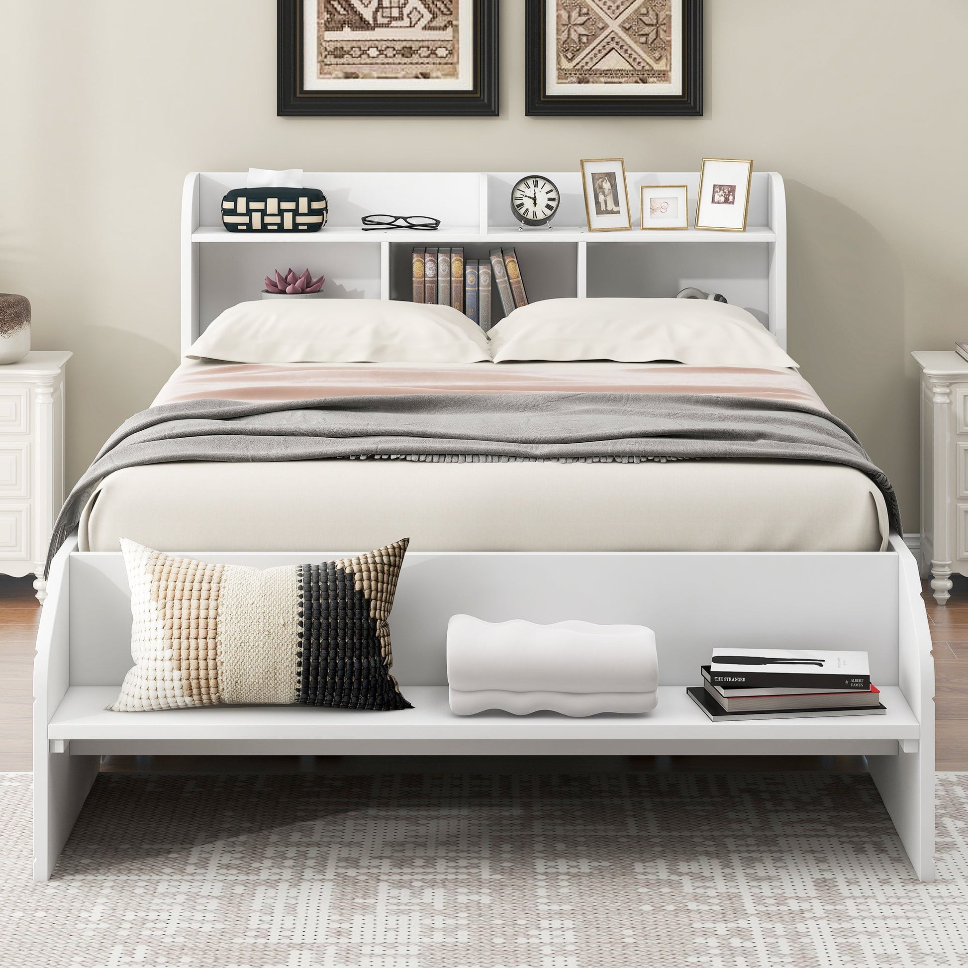 Full Platform Bed with Headboard and Footboard Storage - Divine Heart L.A.