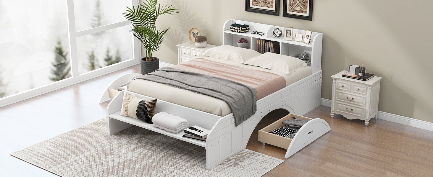 Full Platform Bed with Headboard and Footboard Storage - Divine Heart L.A.