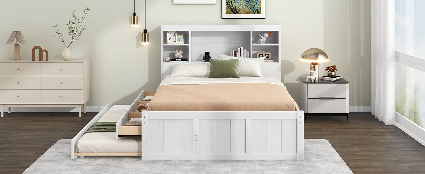 Full Platform Bed with Storage and Twin Trundle - Divine Heart L.A.