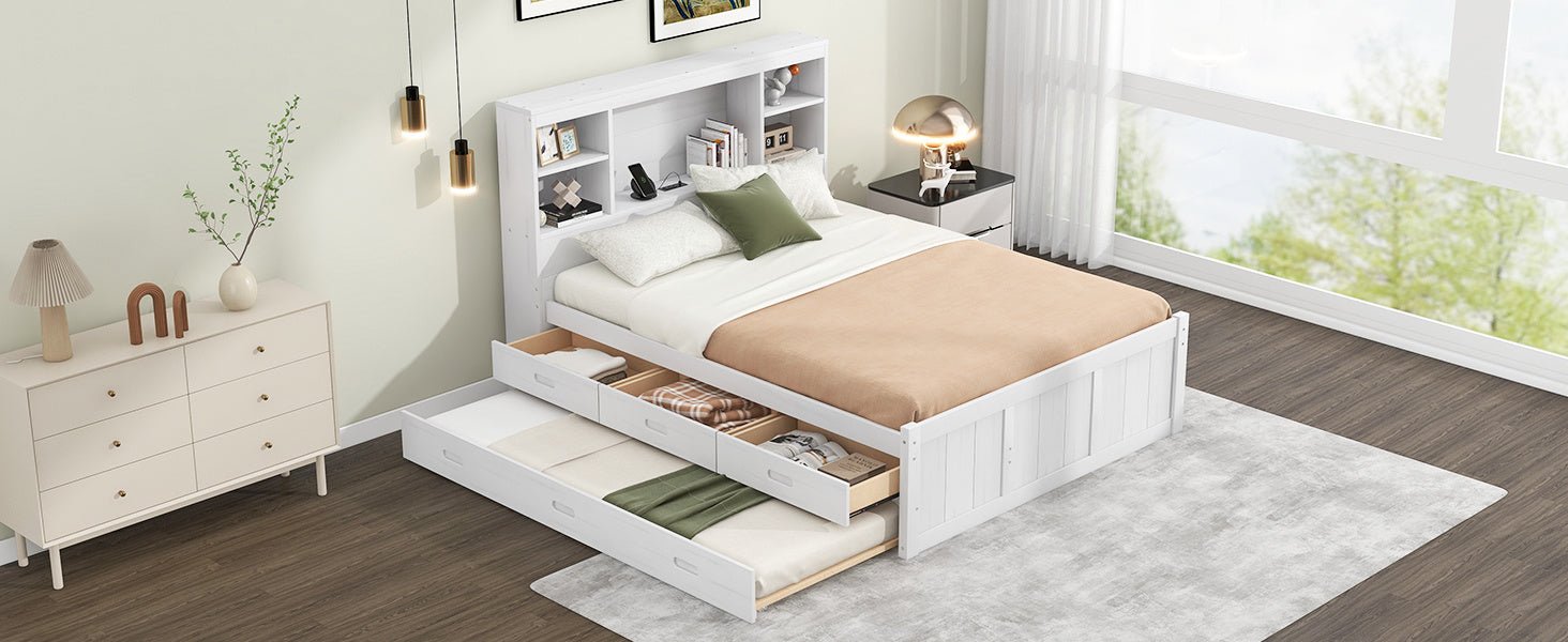 Full Platform Bed with Storage and Twin Trundle - Divine Heart L.A.