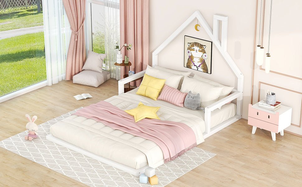 Full Size Floor Bed with House Shaped Headboard - Divine Heart L.A.