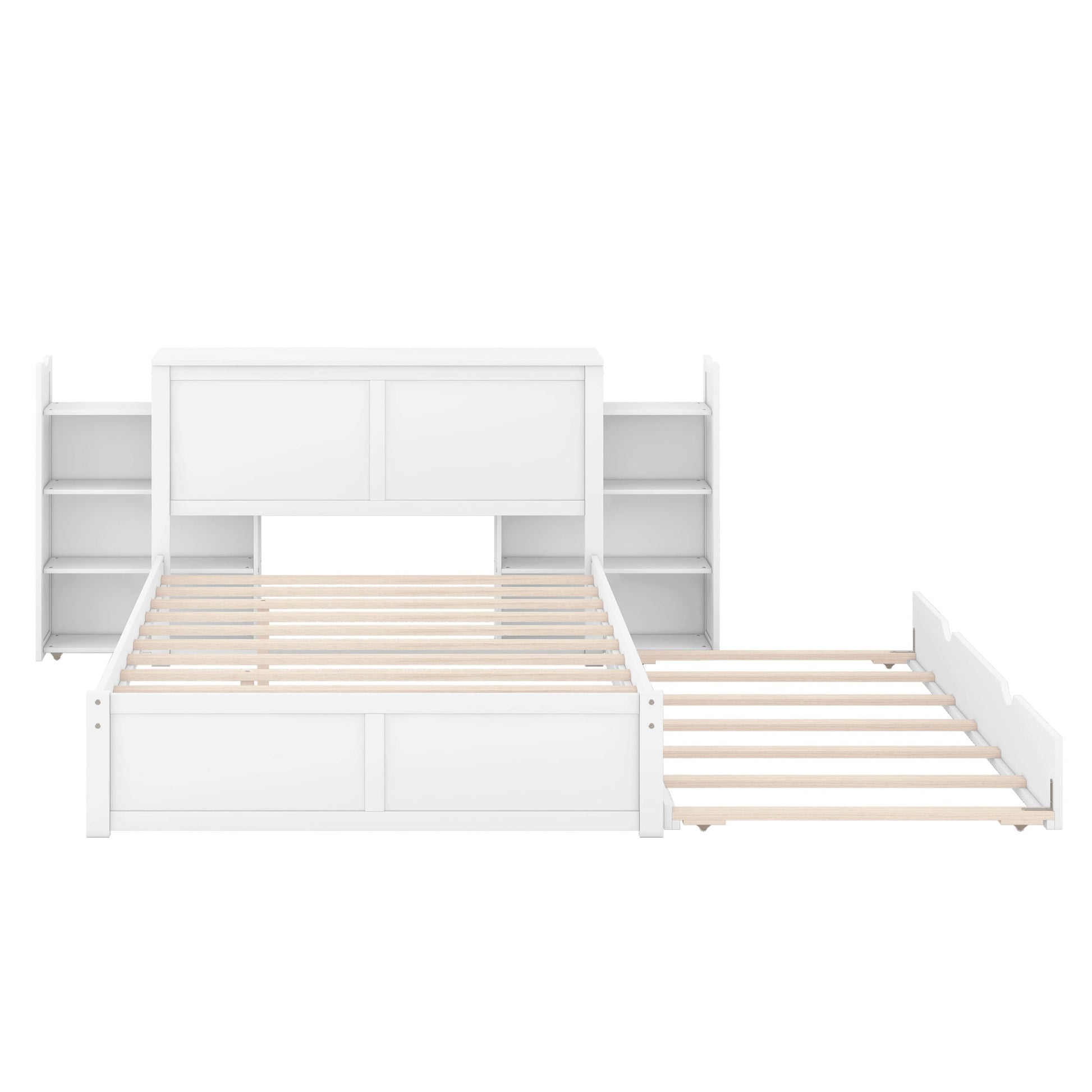 Full Size Platform Bed with Pull Out Shelves and Twin Trundle - Divine Heart L.A.