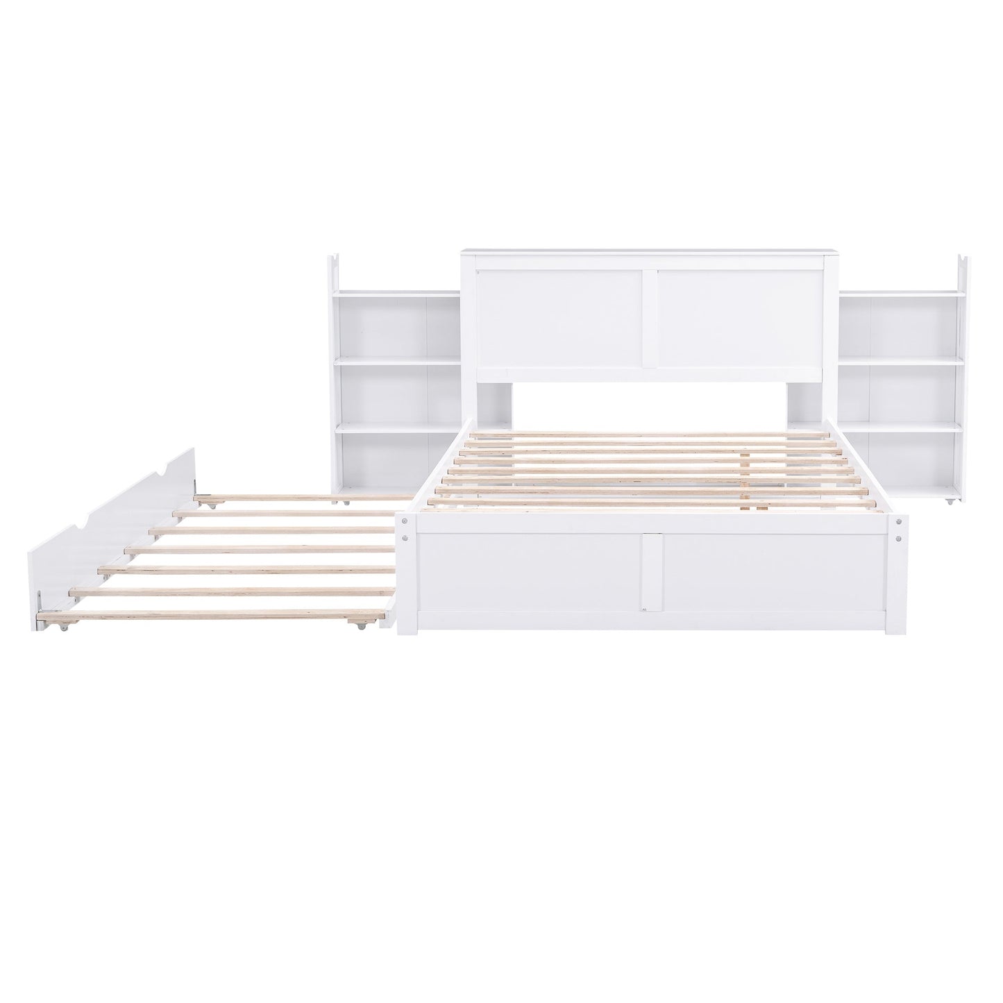 Full Size Platform Bed with Pull Out Shelves and Twin Trundle - Divine Heart L.A.