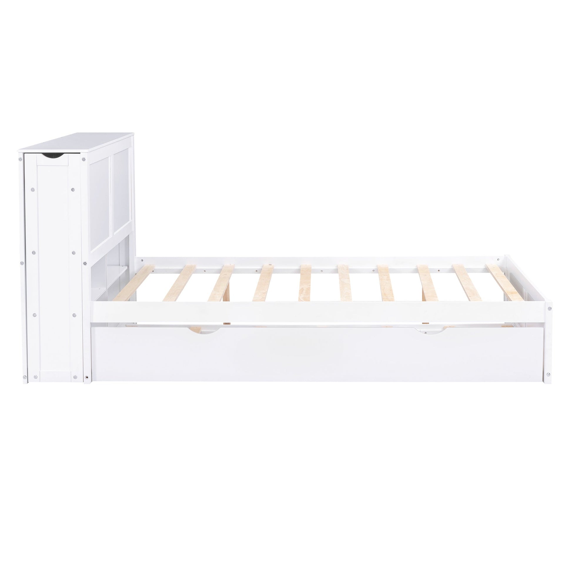 Full Size Platform Bed with Pull Out Shelves and Twin Trundle - Divine Heart L.A.