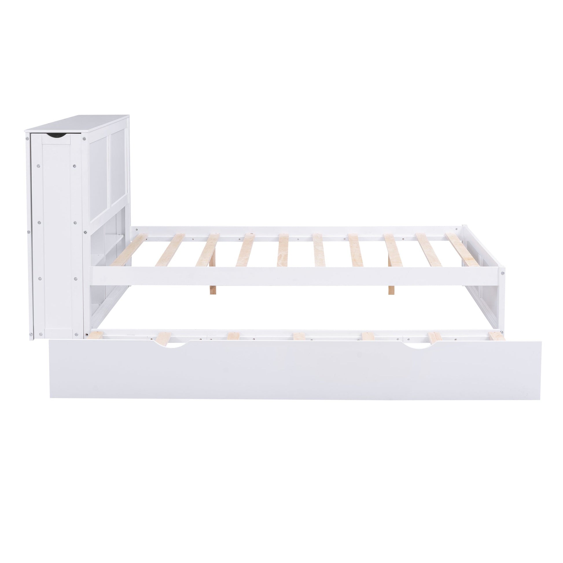 Full Size Platform Bed with Pull Out Shelves and Twin Trundle - Divine Heart L.A.