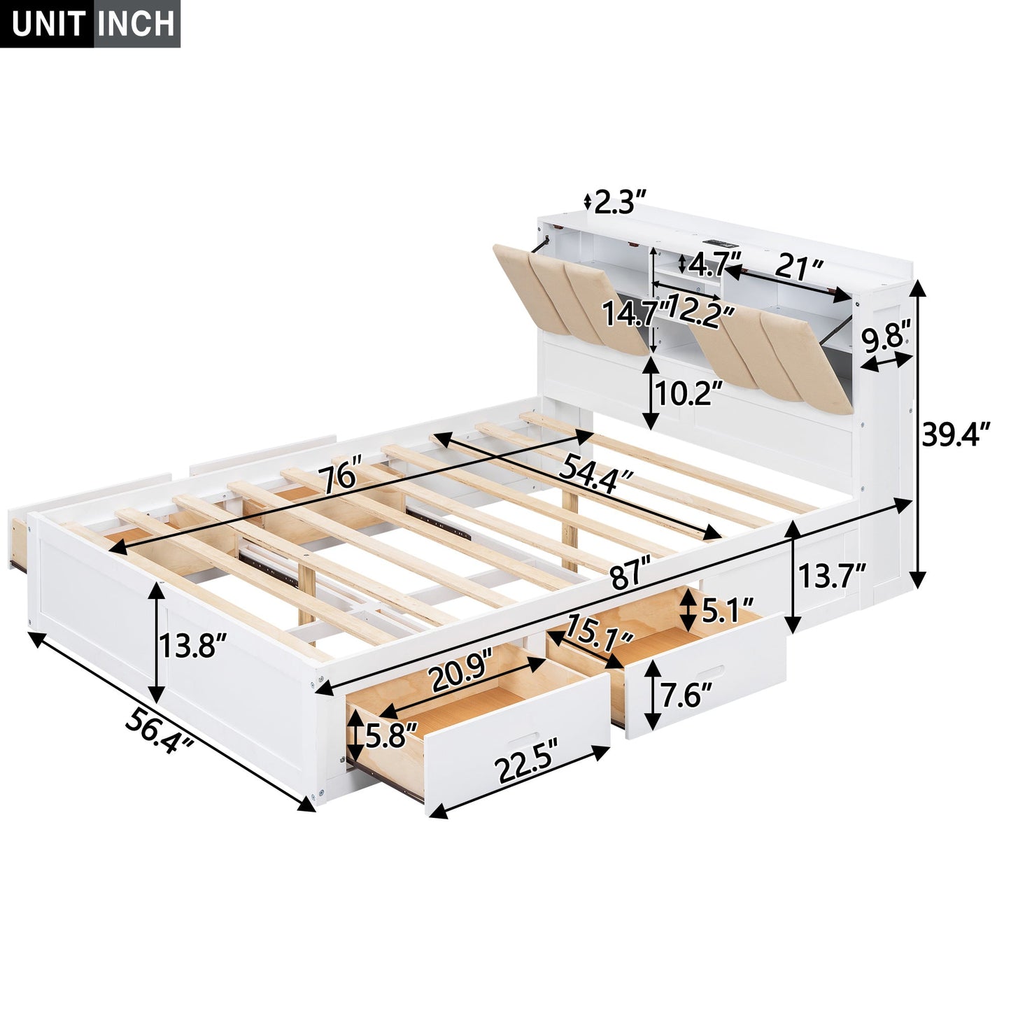 Full Size Platform Bed with Storage - Divine Heart L.A.