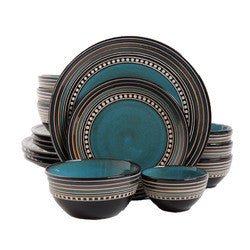 Gibson Elite Caf?? Versailles 16 Piece Double Bowl Dinnerware Set - Blue - Divine Heart L.A.