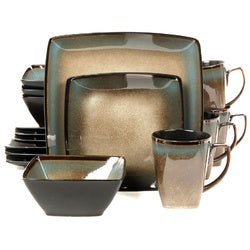 Gibson Elite Tequesta 16-Piece Square Dinnerware Set, Taupe - Divine Heart L.A.