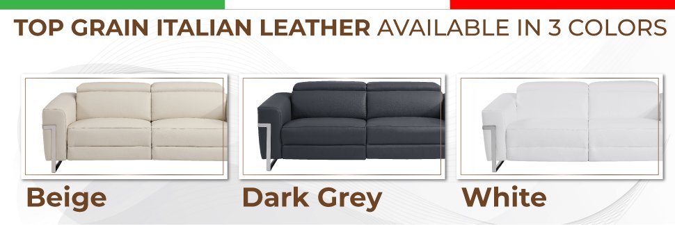 Global United Top Grain Italian Leather Sofa with Power Recliner - Divine Heart L.A.