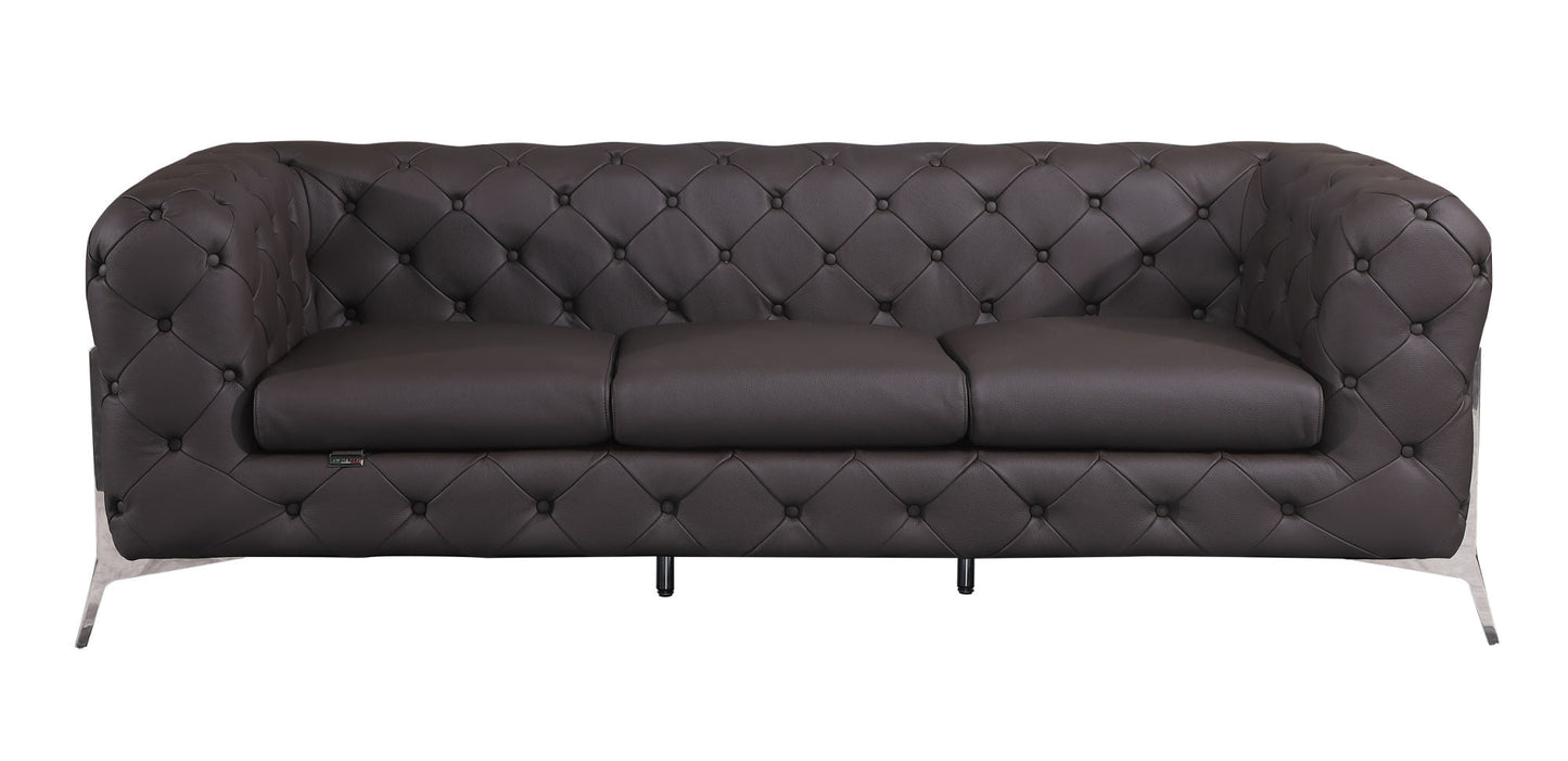 Global United Transitional Top Grain 100% Italian Leather Upholstered Sofa - Divine Heart L.A.