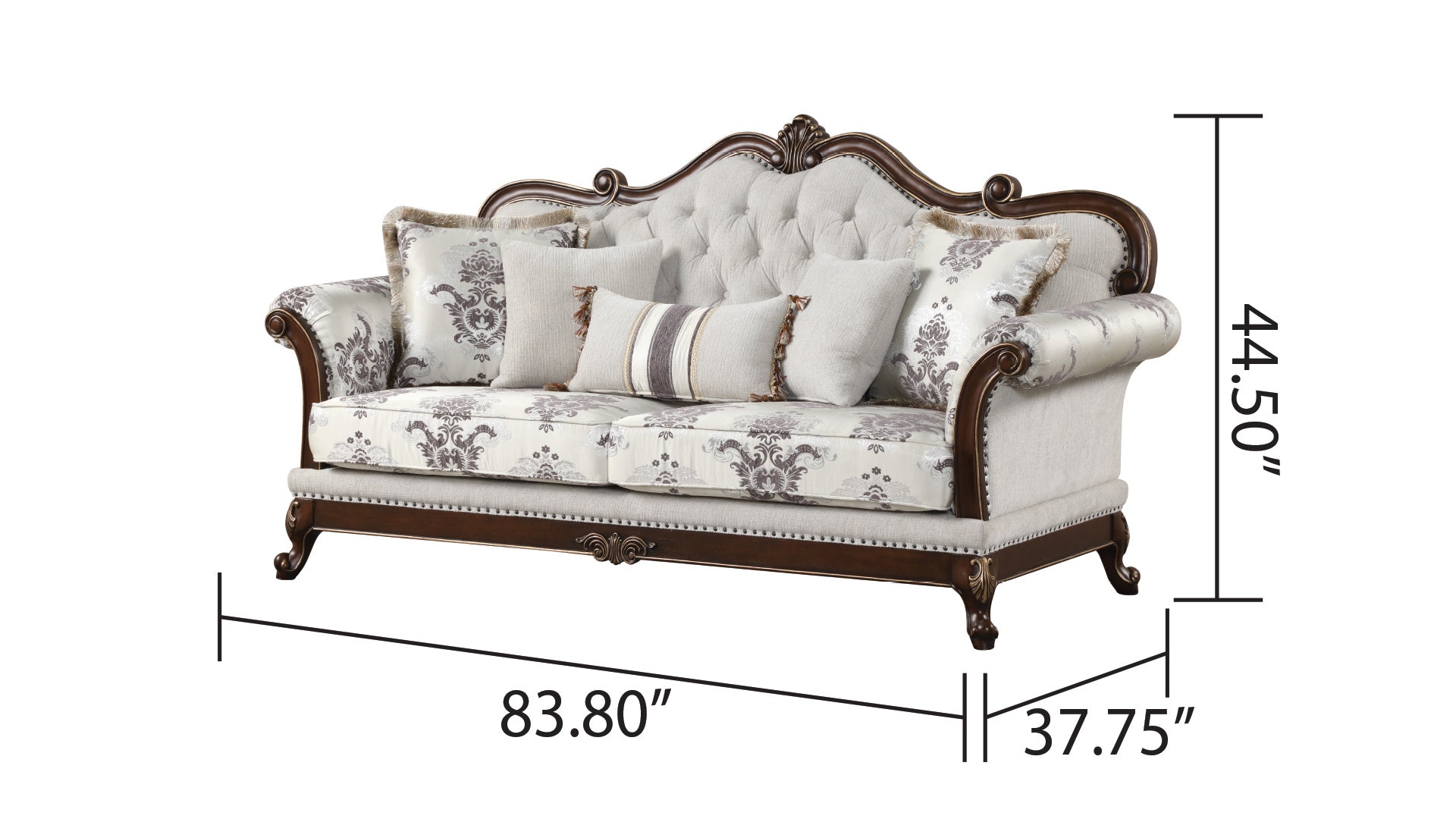 Gloria Traditional Style 5PC button tufted Living Room Set in white - Divine Heart L.A.