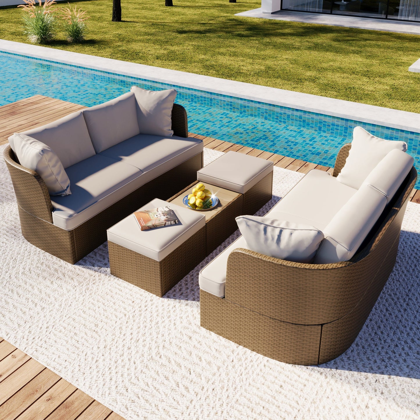 Grand Calypso Outdoor Sofa Set with Coffee Table - Divine Heart L.A.